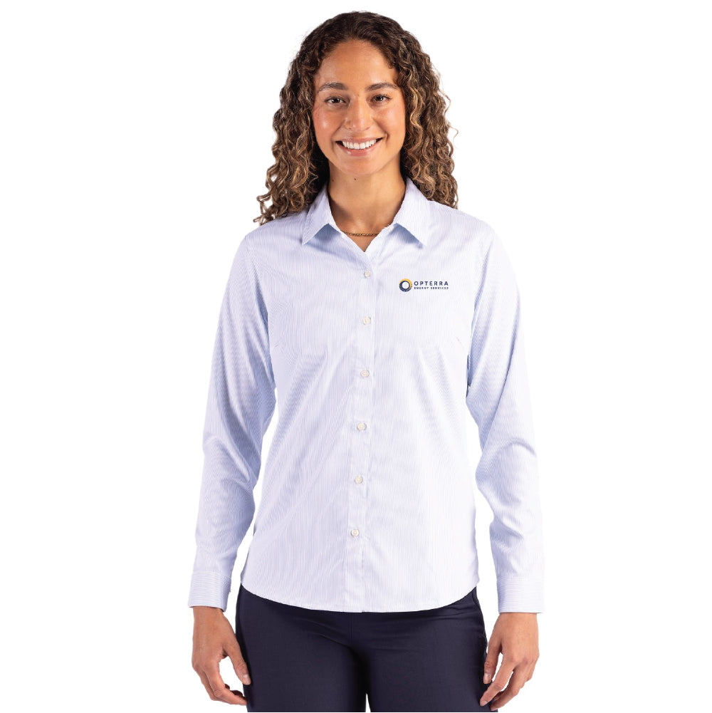 Cutter & Buck Skyline Recycled Pinstripe Dress Shirt