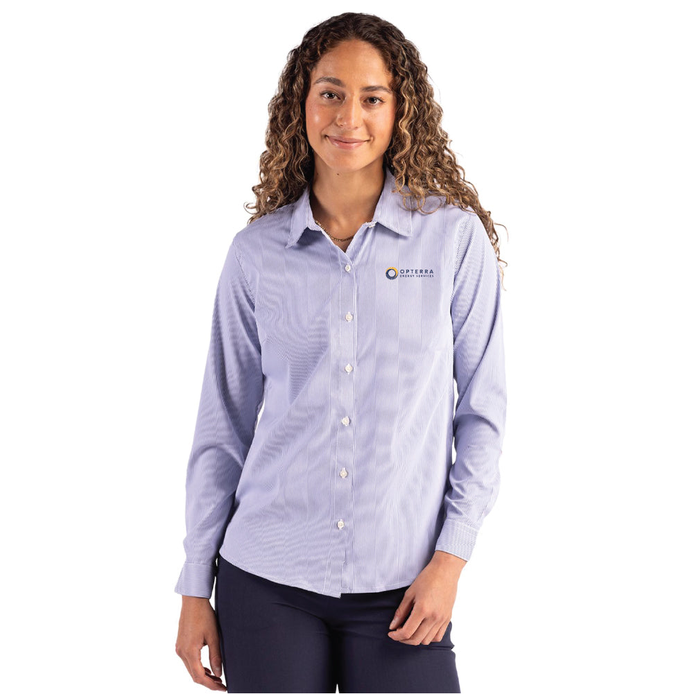 Cutter & Buck Skyline Recycled Pinstripe Dress Shirt