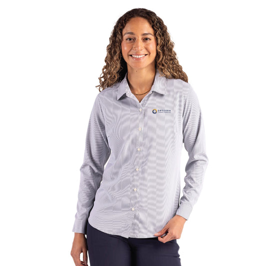 Cutter & Buck Skyline Recycled Pinstripe Dress Shirt