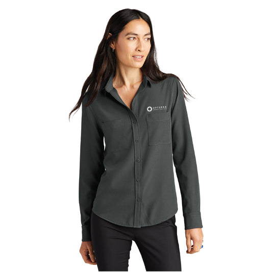 Mercer+Mettle® Women's Stretch Crepe Long Sleeve Camp Blouse