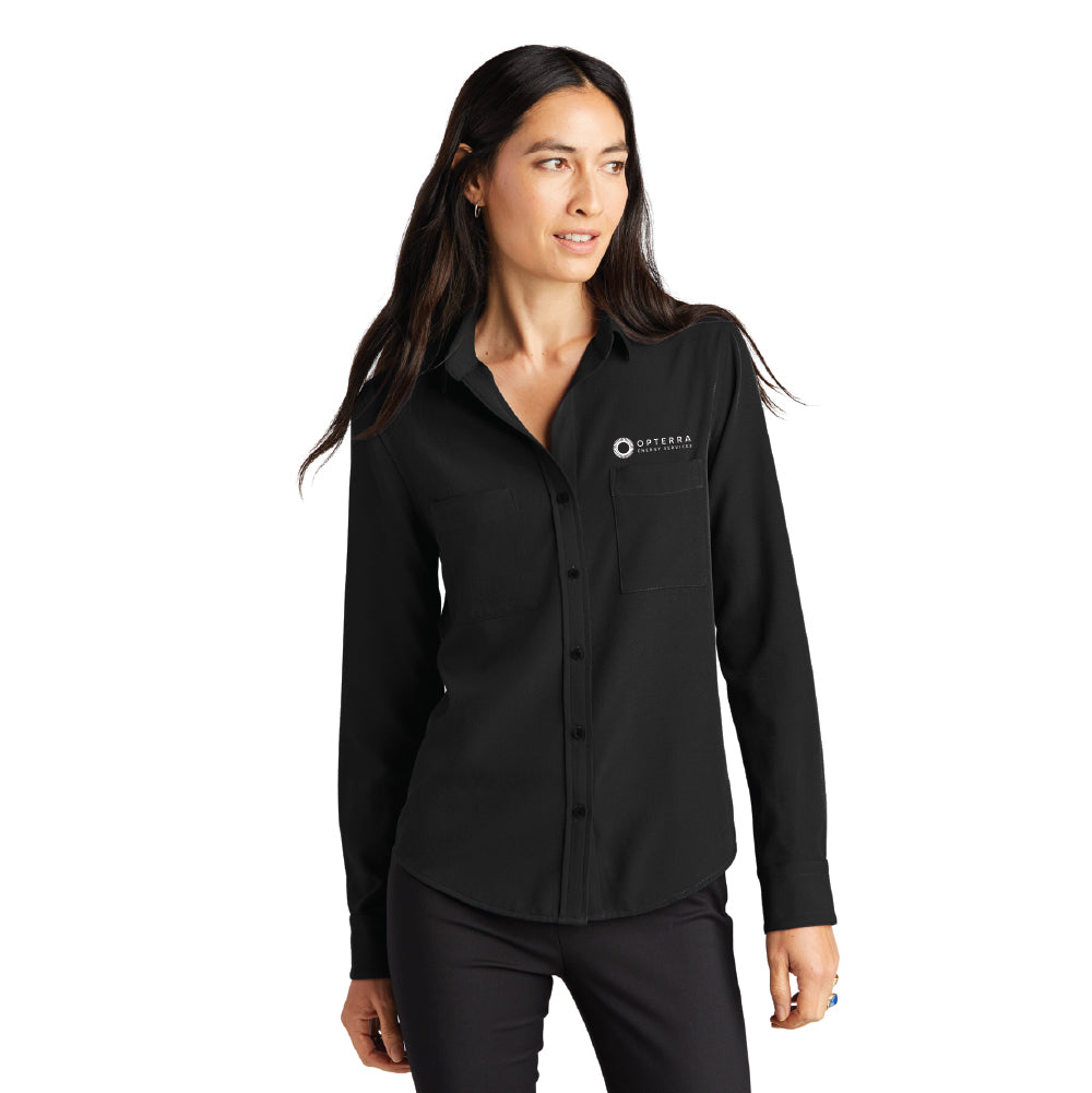 Mercer+Mettle® Women's Stretch Crepe Long Sleeve Camp Blouse